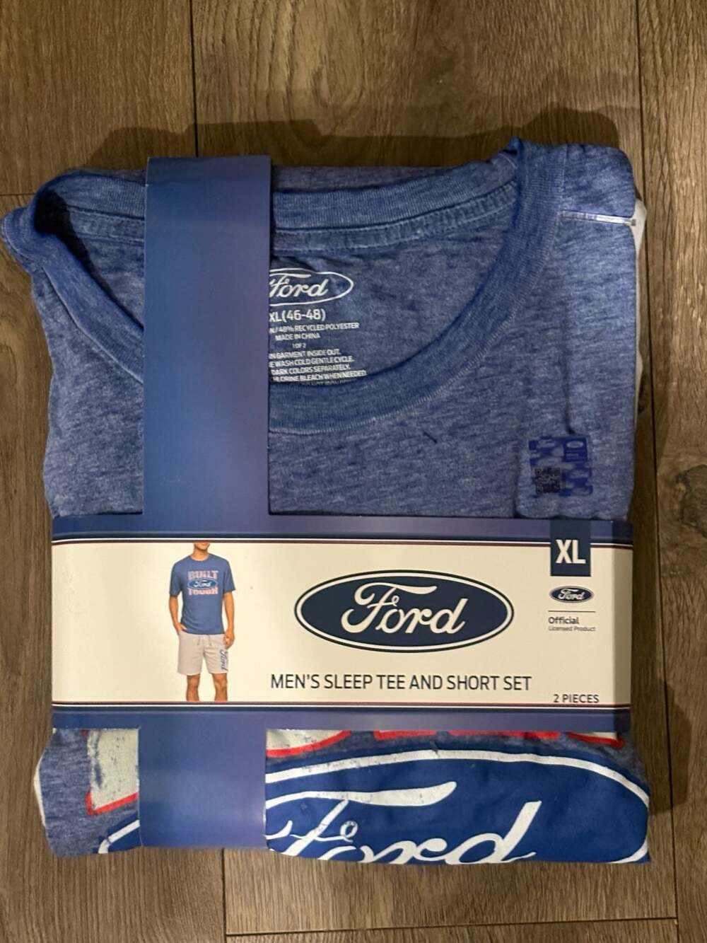 Ford Sleep Tee and Short Set Size XL Heather Blue Built Ford Tough